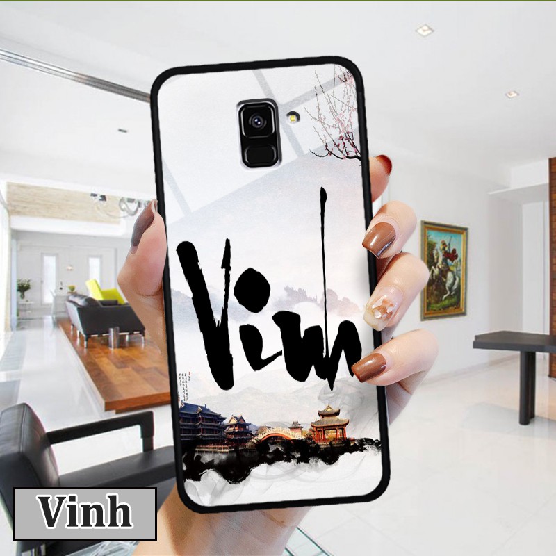 [Mã ELORDER5 giảm 10K đơn 20K] Ốp lưng kính 3D Samsung A8 Plus 2018- in chữ thư pháp ý nghĩa