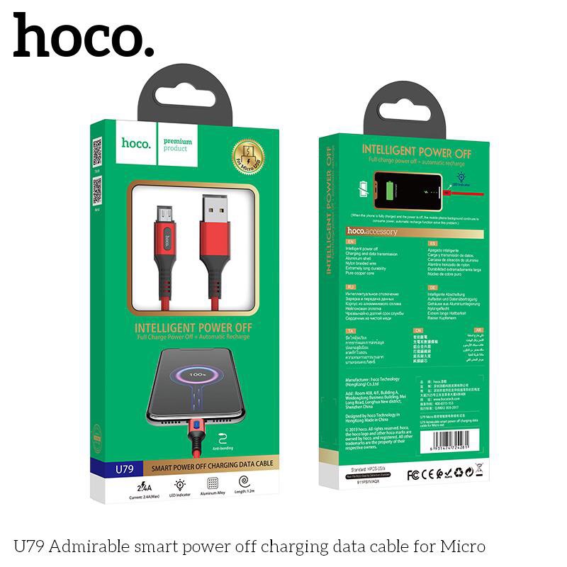 Cáp sạc HOCO U79 tự ngắt thông minh cho Iphone ,TypeC, Micro <Chế Độ Bảo Hành 12 Tháng>