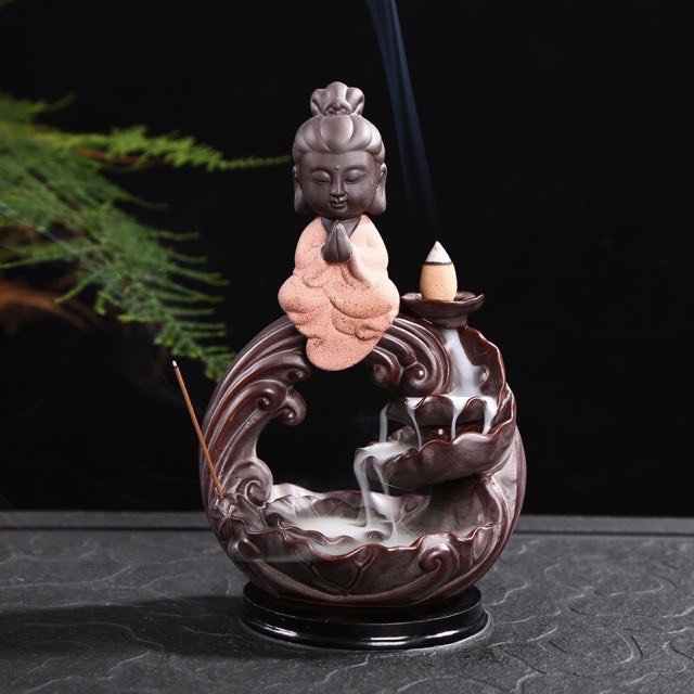 Thác khói trầm hương tặng 3 nụ trầm thác phật thích ca tọa thiền đài sen