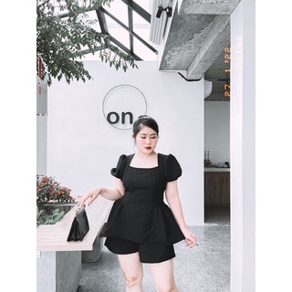 [MÚP BIGSIZE 60-100KG] Set cổ vuông đỏ - đen tay bồng