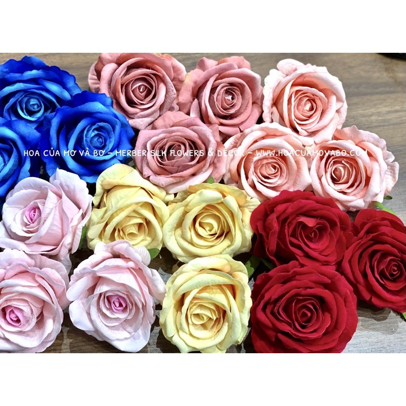 Bông Hoa Hồng Nhung Cao Cấp Merber Nhiều Màu Loại 8cm - Hoa Khô Thích Hợp Làm Phụ Kiện Trang Trí Hộp Quà Tặng Bạn Gái