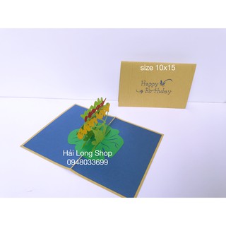 Con Ếch - Frog - Sinh Nhật -  Birthday - Thiệp 3D ( Bìa Gỗ )