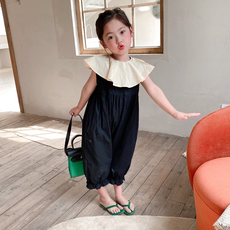 Bộ Áo Liền Quần Ống Rộng Thoáng Khí Dễ Thương Cho Bé Gái