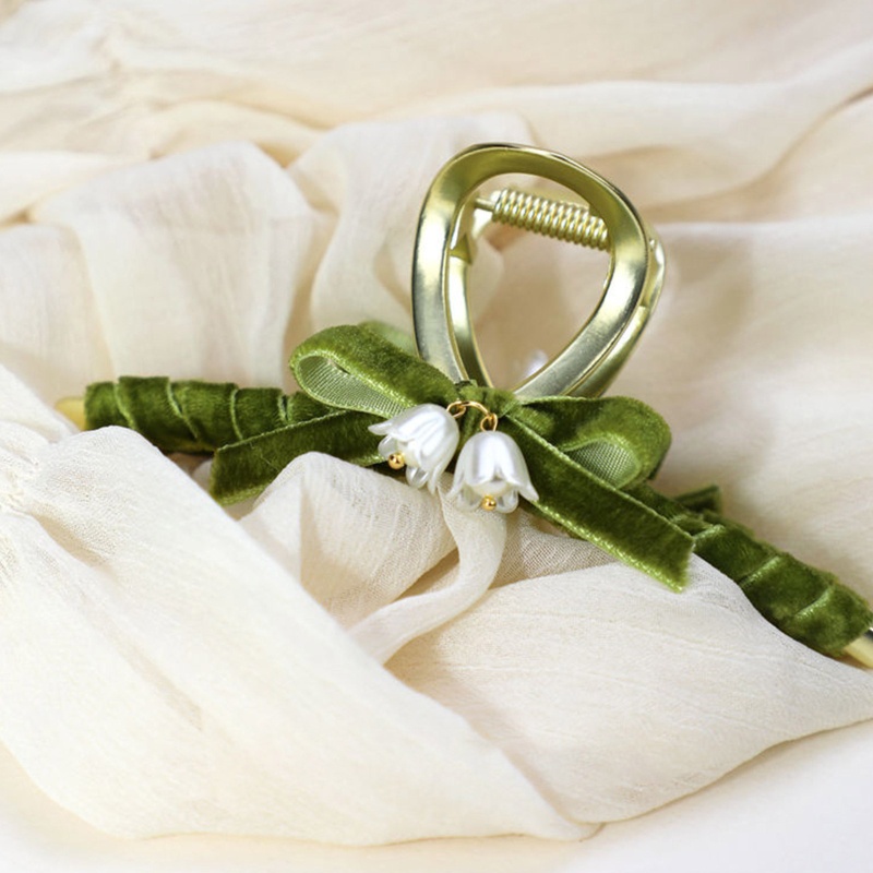 Kẹp Tóc Càng Cua Đính Nơ Hoa Bằng Hợp Kim Tinh Tế Chống Trượt