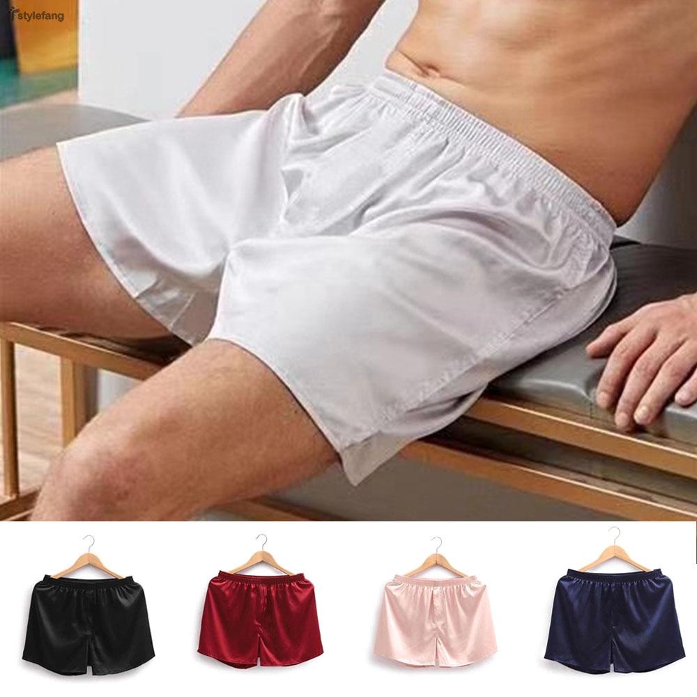 Quần Lót Boxer Màu Trơn Bằng Vải Satin Cho Nam