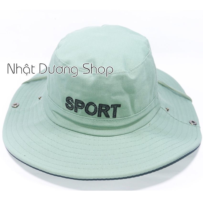Nón tai bèo nam vành rộng 8,5 cm thêu chữ SPORT kết hợp vải cotton tốt mềm mại