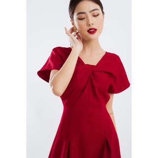 EDINI - D1211 Đầm đỏ xoắn ngực