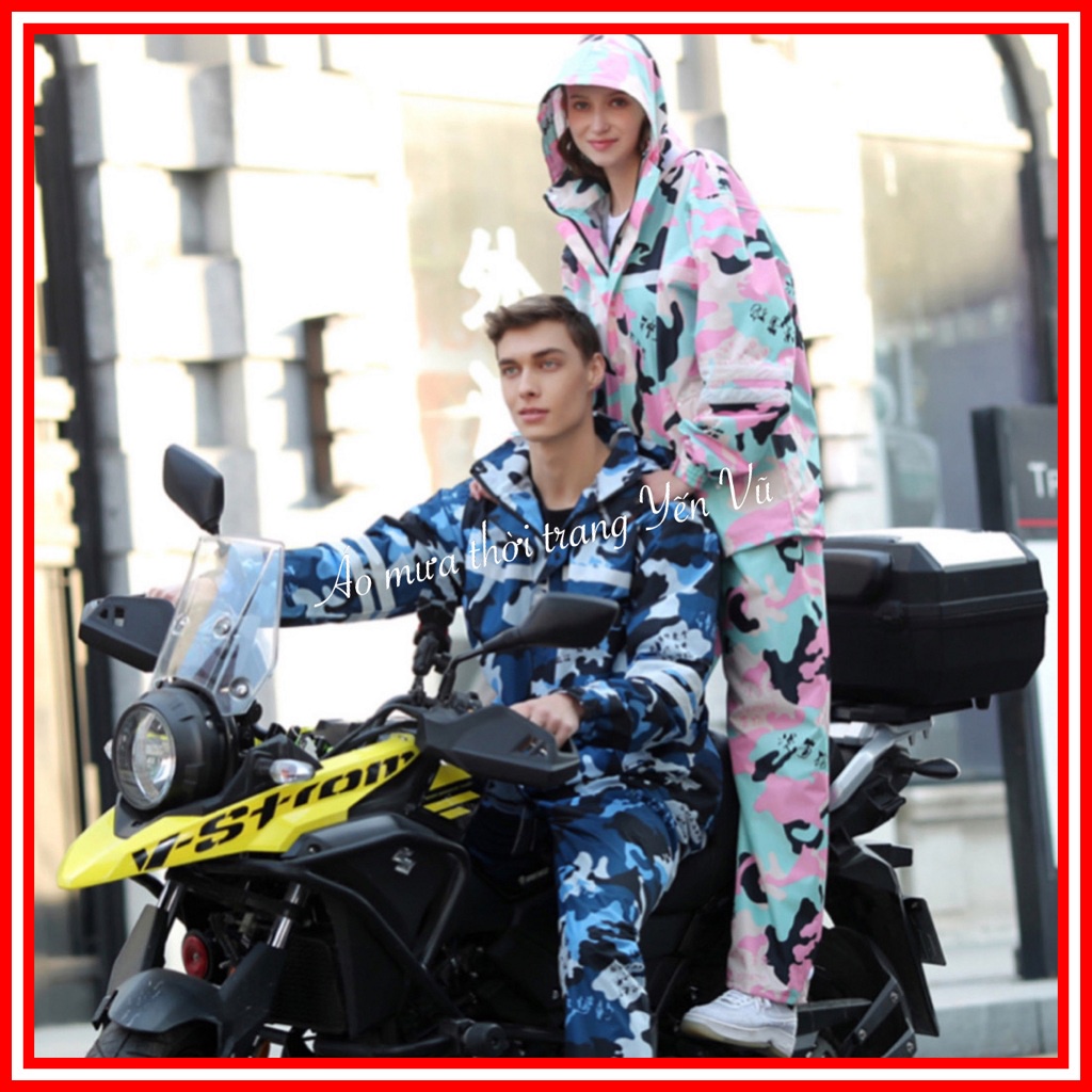 Bộ quần áo mưa thời trang cao cấp chống thấm 98% 40-120kg có phản quang, mũ liền