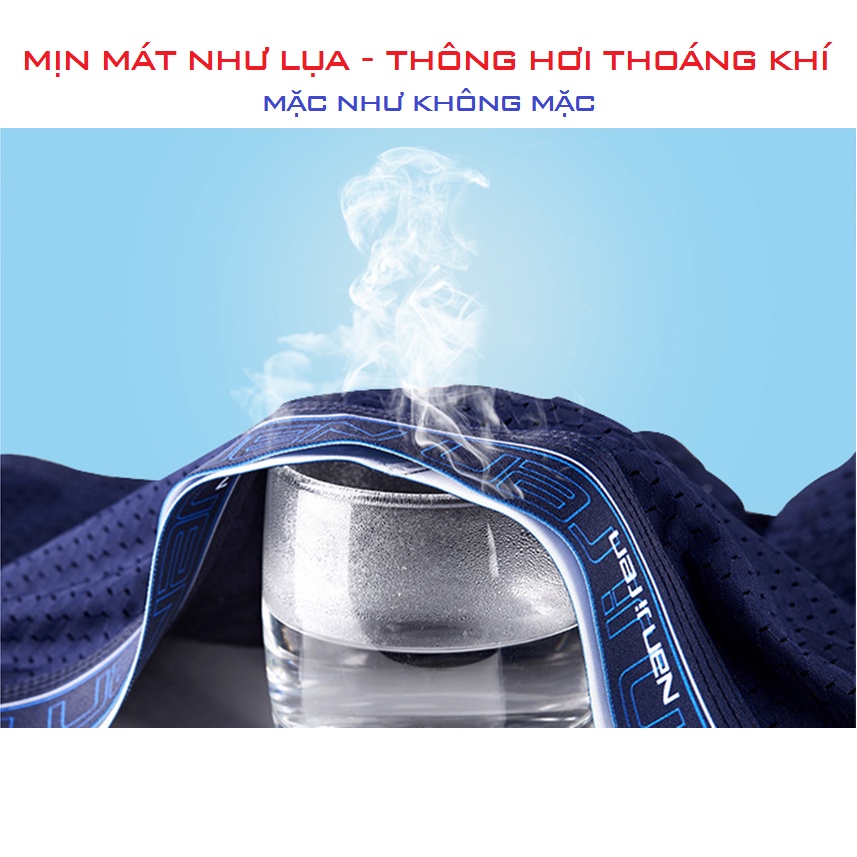 Hộp 3 quần sịp Nam dạng lưới mịn mát như lụa, co giãn 4 chiều, cạp cứng to bản không gây hằn vết - Quần lót Nam