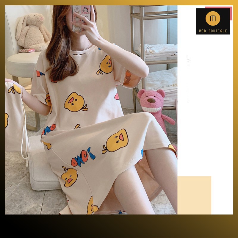 Váy Mặc Nhà Váy Ngủ Họa Tiết Đáng Yêu, Chất Cotton Mềm Mịn Diện Hè V6 | BigBuy360 - bigbuy360.vn