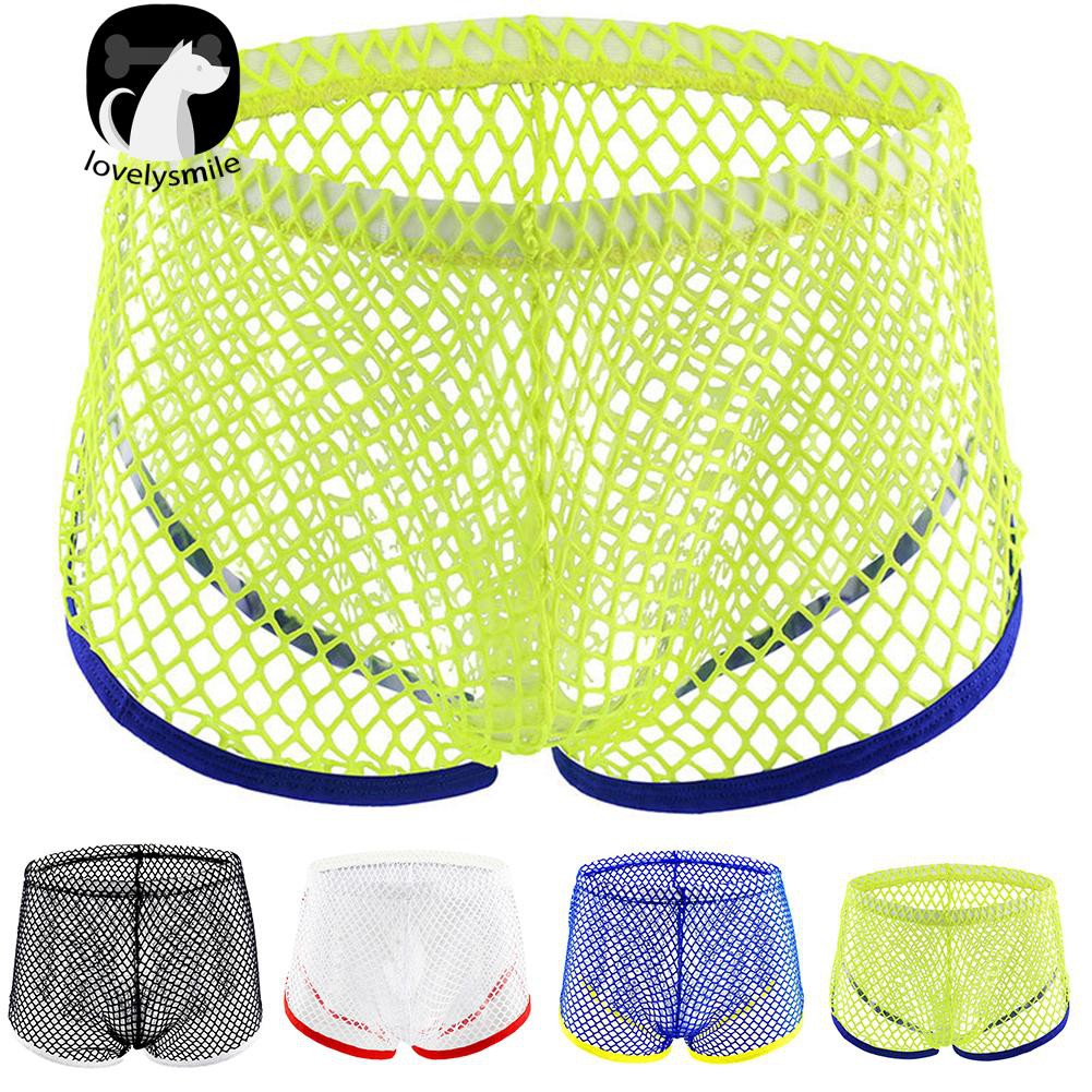 Quần lót boxer lưng thấp phối lưới xuyên thấu