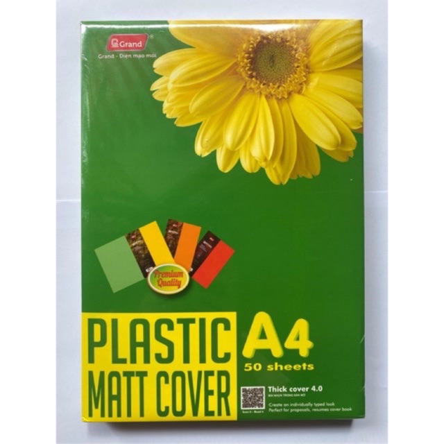 Bìa kiếng sần mờ 0,4mm dùng đóng sách A4 Plastic cover Pgrand