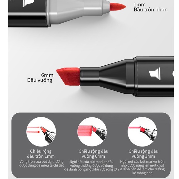 Màu marker 48 bút  2 ngòi to nhỏ linh hoạt đựng trong túi vải dễ dàng tiện lợi, bộ bút dạ đánh dấu, 2 ngòi linh hoạt
