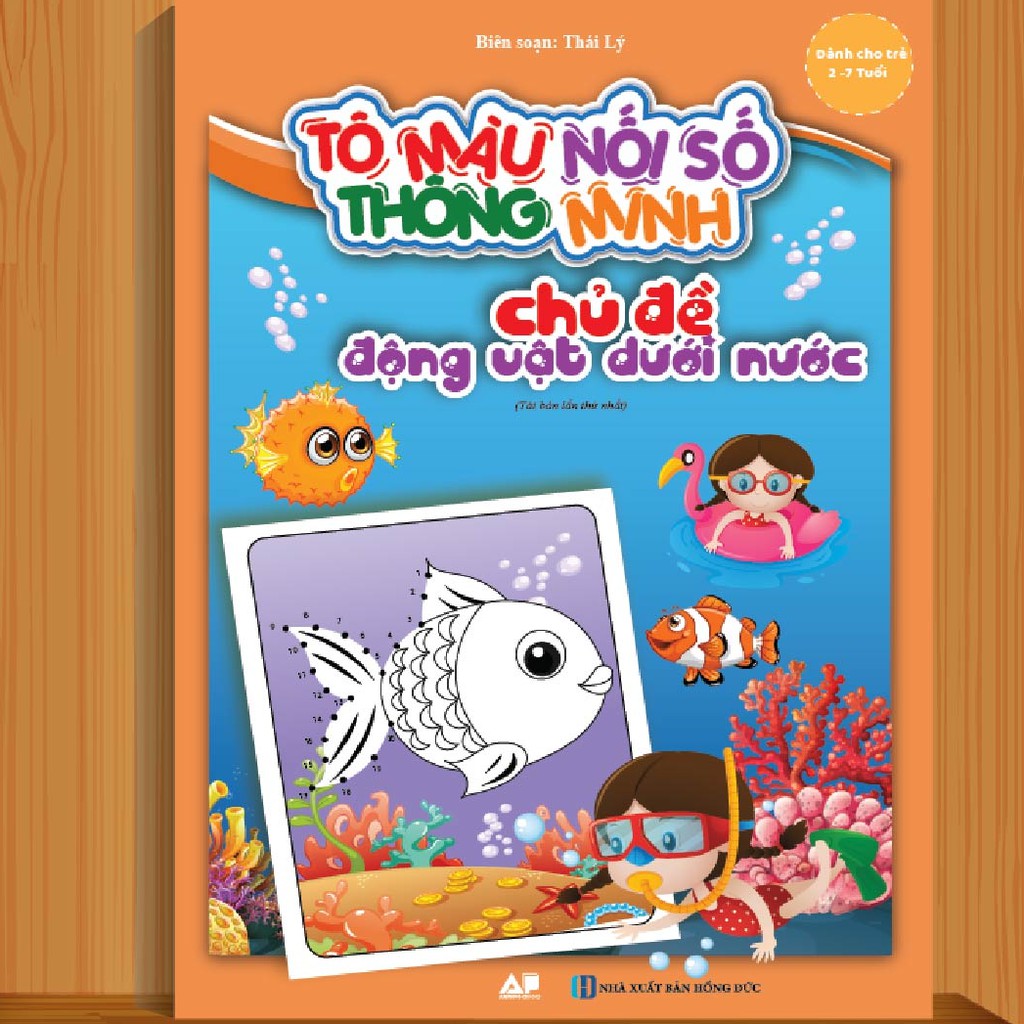 Sách - Tô màu nối số thông minh chủ đề động vật dưới nước