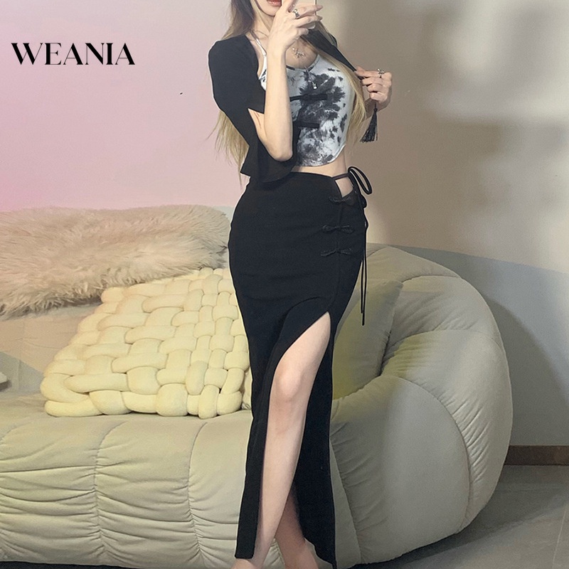 Chân Chân Váy Lưng Cao Xẻ Tà Thời Trang Đường Phố Cá Tính Cho Nữ