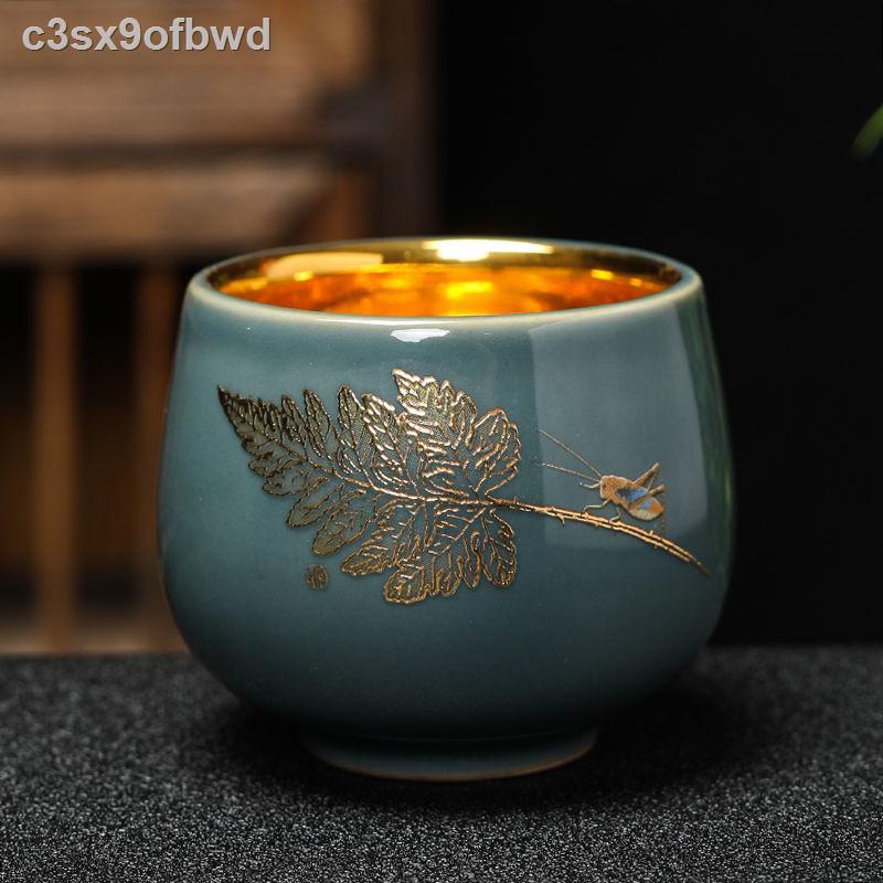 Chén trà vàng 24K mạ cốc chủ gốm thủ công calendula đơn Jianzhan