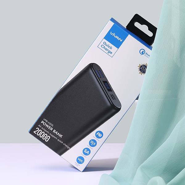 [Mã ELRVA70K giảm 8% đơn 250K] Pin Sạc Dự Phòng VIVAN 20.000mAh Quick Charge 3.0 22.5W 3 Output &amp; 3 Input FREE cáp sạc