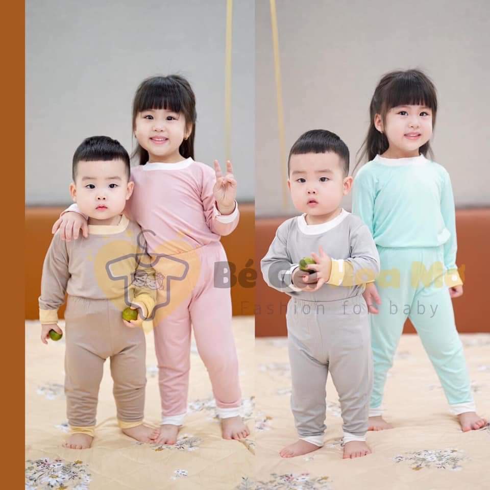 [Siêu Sale] BỘ THUN DÀI TAY CAO CẤP BÉ TRAI BÉ GÁI XINH XẮN SIZE 6-18KG(DBT)