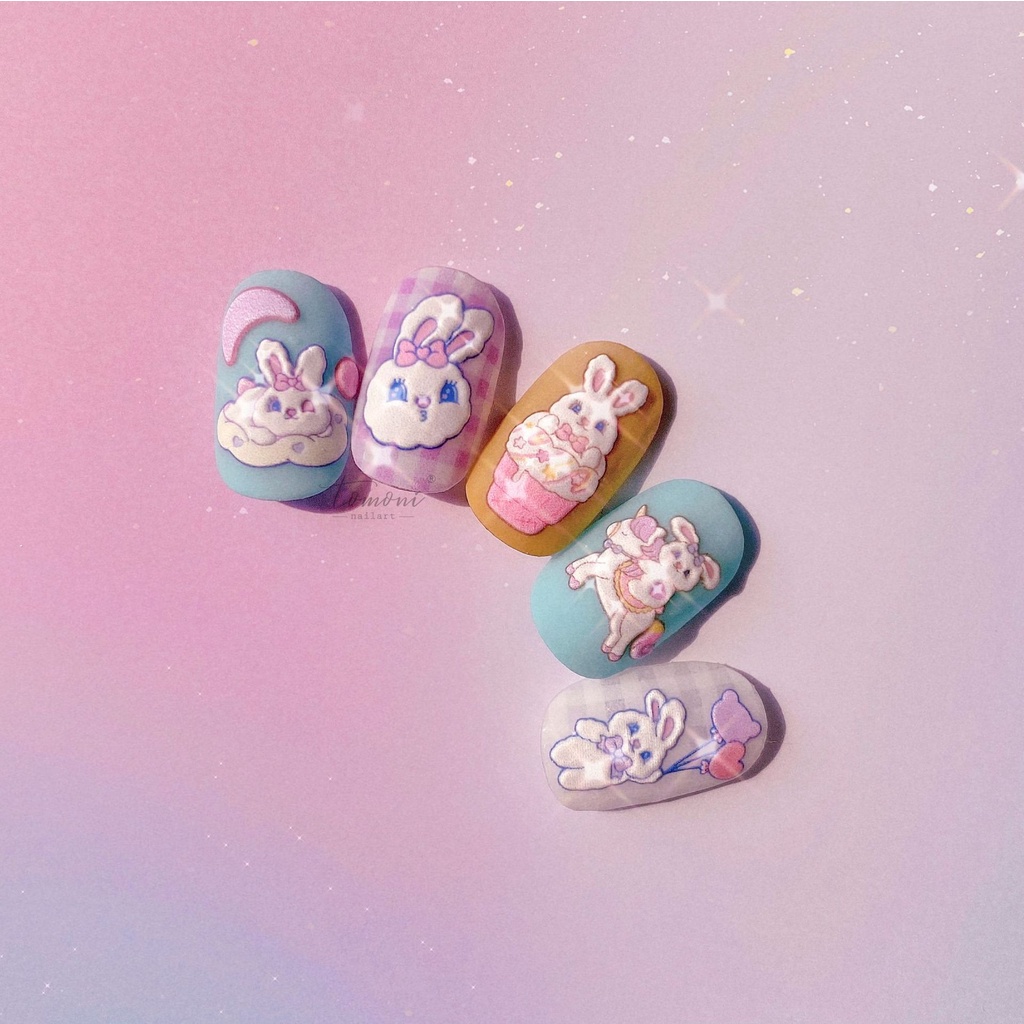 Miếng Dán Trang Trí Móng Tay Hình Chú Chó Cinnamon Dễ Thương