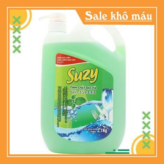 HG2810 (MUA 1 Tặng 1) Nước rửa chén Suzy can 2,1kg có vòi nhấn - Công nghệ Nhật Bản.