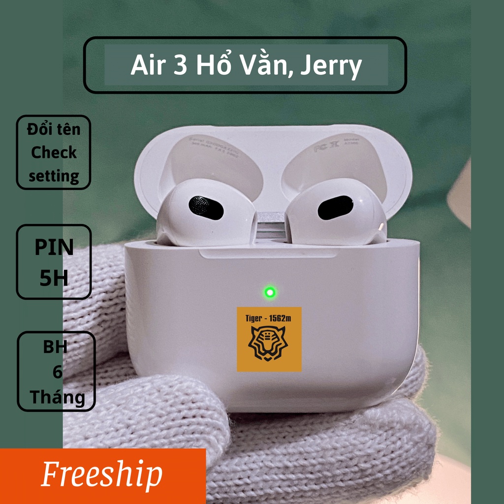 Tai nghe 3 Hổ Vằn,Tai nghe 3 Jerry. Định vị,check setting. Sạc ko dây,full chức năng. BH 6 tháng