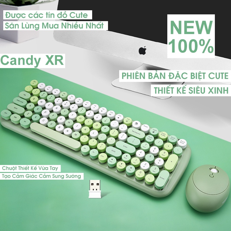 Mofii candy Xr | Bộ bàn phím và chuột không dây MOFII CANDY XR dùng cho PC laptop Tivi macbook và điện thoại ipad