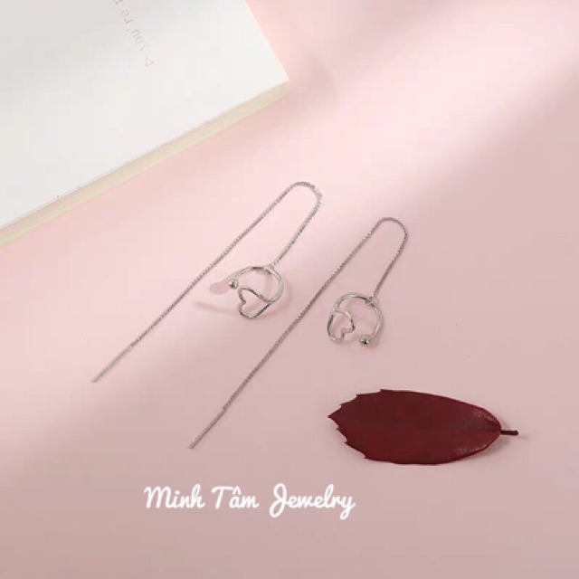Khuyên tai kẹp vành trái tim bạc S925 cao cấp-Minh Tâm Jewelry