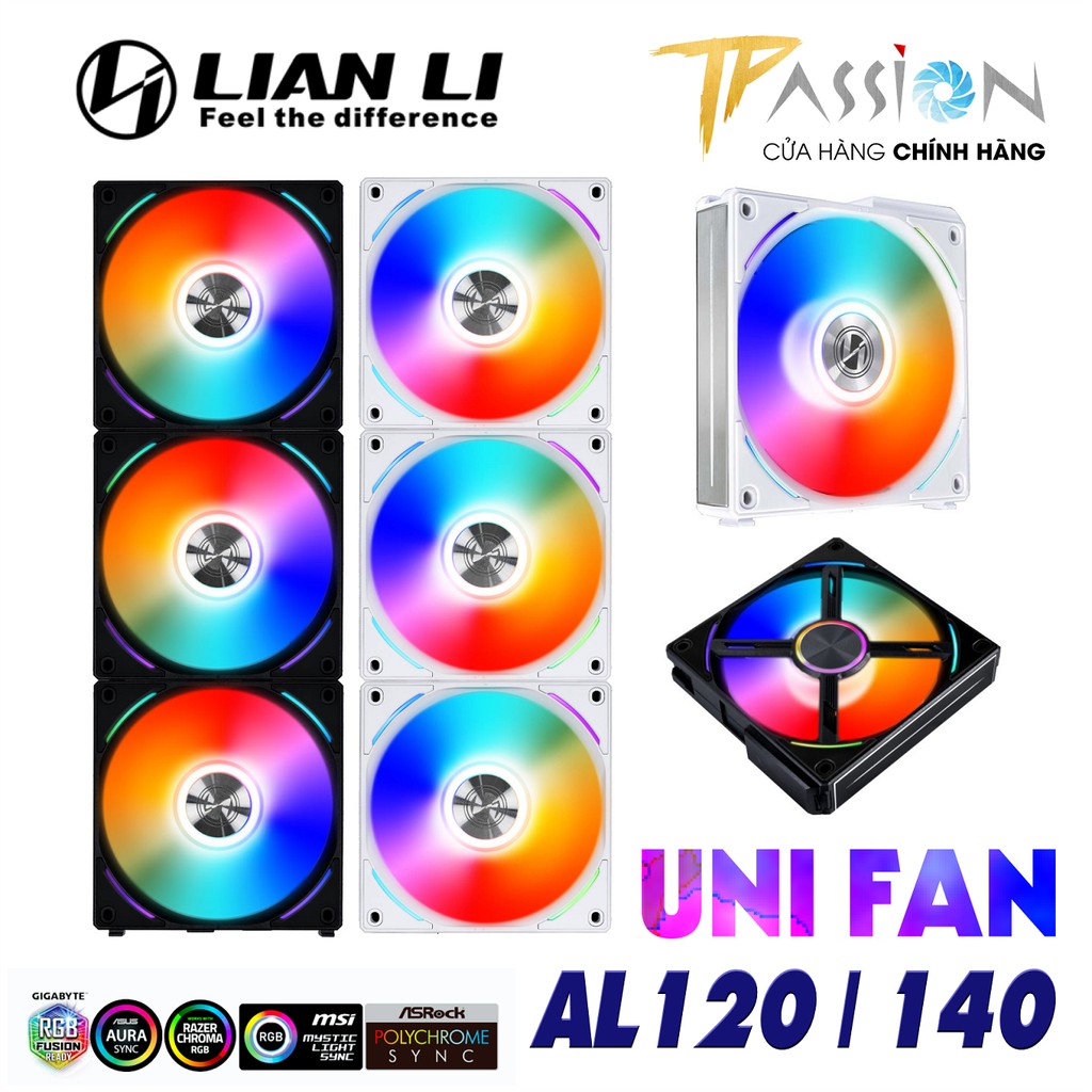 Quạt tản nhiệt LIAN LI UNI FAN AL120 | AL140 LED ARGB 5V - Fan ghép nối không dây, Tốc 1900RPM, PWM, fan case 12cm, 14cm