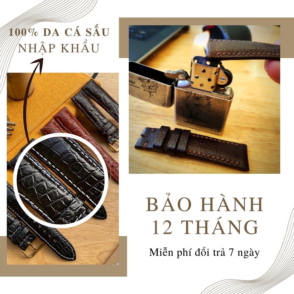 Dây da đồng hồ Vnstrap dây đồng hồ 18mm 20mm 22mm handmade da cá sấu dây đeo gia xịn cao cấp đẹp giá rẻ ROCO