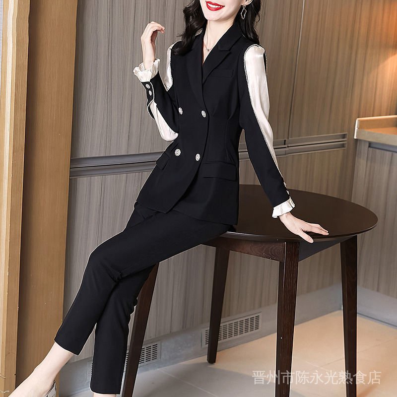 Áo Khoác Vest Tay Dài Dáng Rộng Màu Đen Phong Cách Hàn Quốc Thời Trang Cho Nữáo kiểu hàn quốc mùa hè