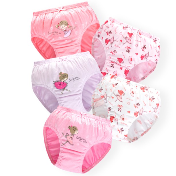 Hàng Có Sẵn [Hàng Có Sẵn] B1466#Set 5 Quần Lót cotton In Họa Tiết Hoạt Hình Cho Bé Gái