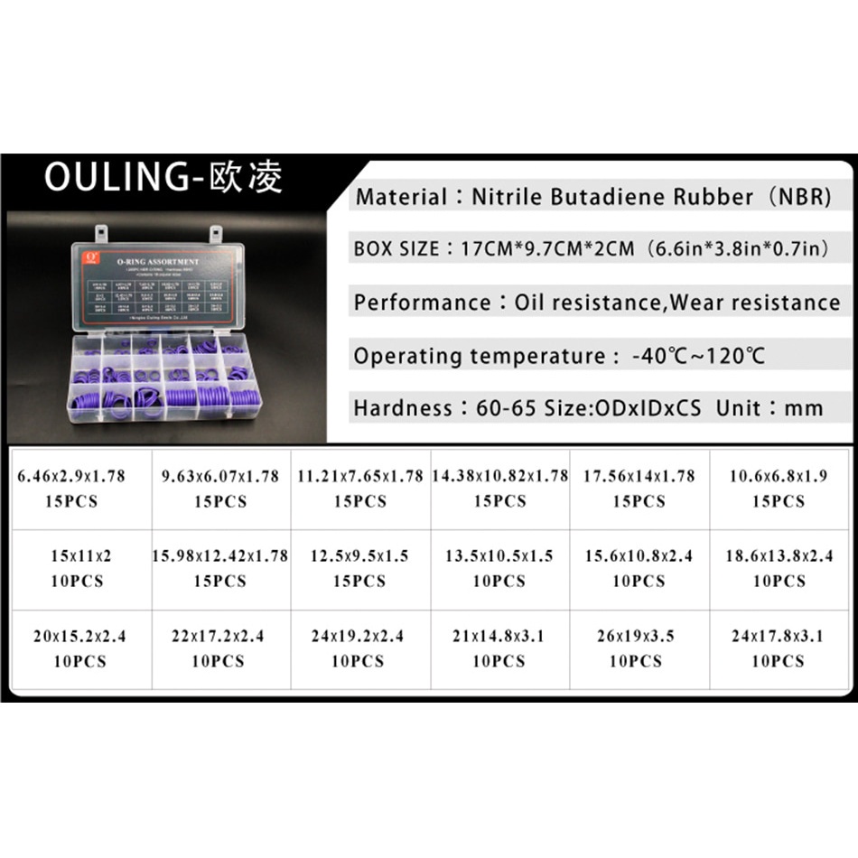 Bộ Vòng Đệm Cao Su Silicon Chữ O NBR VMQ FKM Kèm Vòng Đệm Cao Su