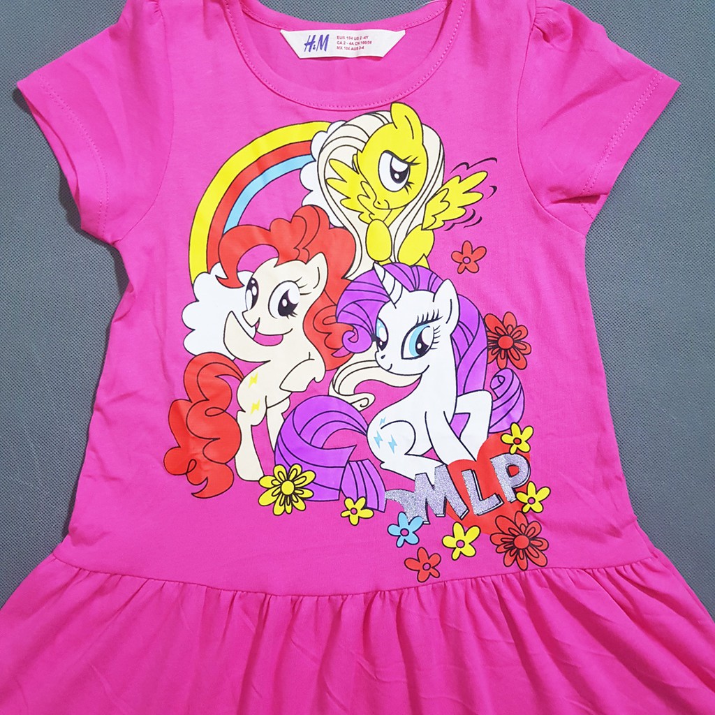 Đầm thun cotton hoạt hình pony dễ thương bé gái