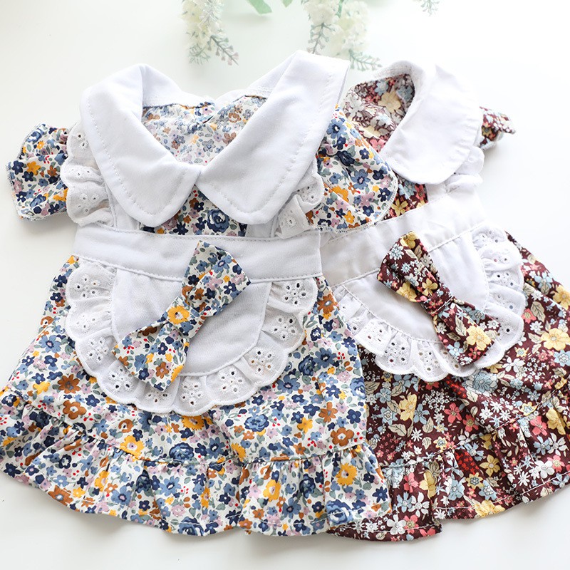 Váy cosplay hầu gái CAMQUYTSTORE họa tiết hoa nhí mùa xuân cho thú cưng