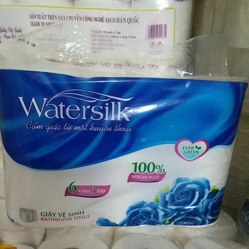 Giấy vệ sinh watersilk 6 cuộn có lõi