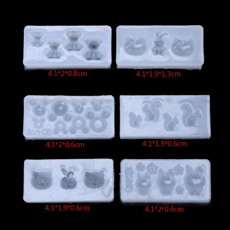 [Hàng mới về] Set 6 khuôn silicone làm hạt đính móng hình động vật 3D