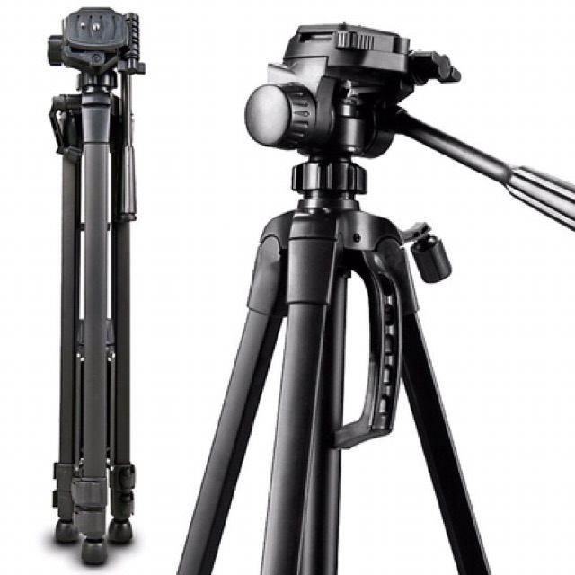 Chân máy ảnh, tripod Weifeng WT-3520, khung nhôm cao cấp, tặng kèm kẹp điện thoại