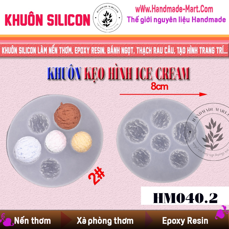 Khuôn silicon kẹo hình ice cream tạo hình độc đáo chuẩn DIY - HM040