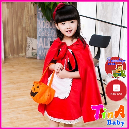 Váy bé gái đầm hoá trang cô bé quàng khăn đỏ trang phục Halloween E608