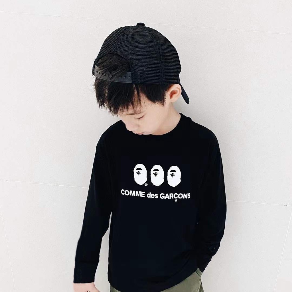 [Babycat] Hàng Có Sẵn Áo Thun Cotton Nguyên Chất Tay Dài Cổ Tròn Phong Cách Nhật Bản Nhật Bản Đường Phố Thu Đông Cho Bé Trai