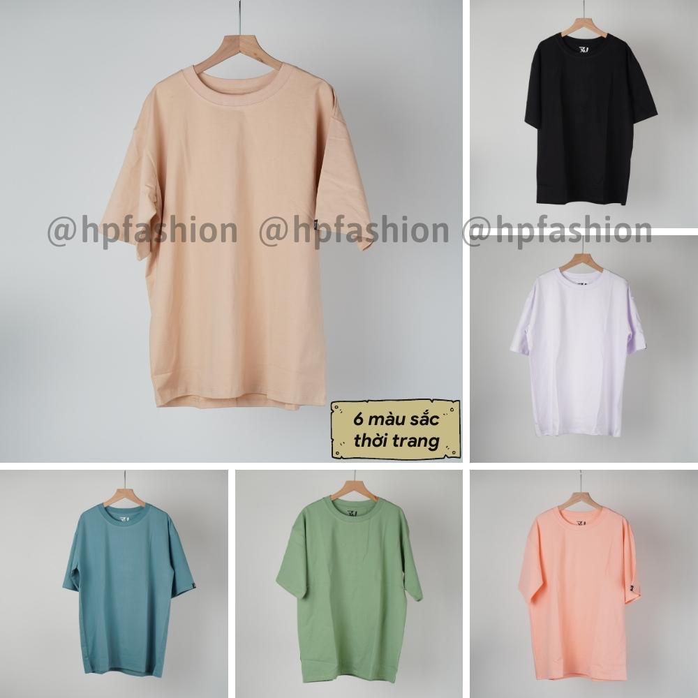 Áo thun trơn tay lỡ 100% Premium Cotton ❤️ Áo phông trơn Basic Tee form rộng Oversize dáng Unisex nam nữ - Happy Style