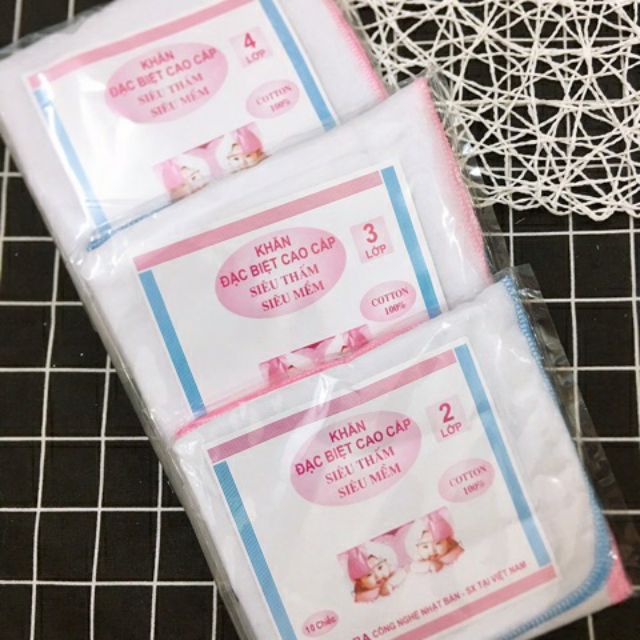 Combo 10 khăn xô sữa siêu thấm siêu mềm