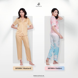 [Hàng thiết kế] Pijama lụa tay ngắn quần dài, đồ bộ pyjama mặc nhà cao cấp độc quyền Sophis HPJ004