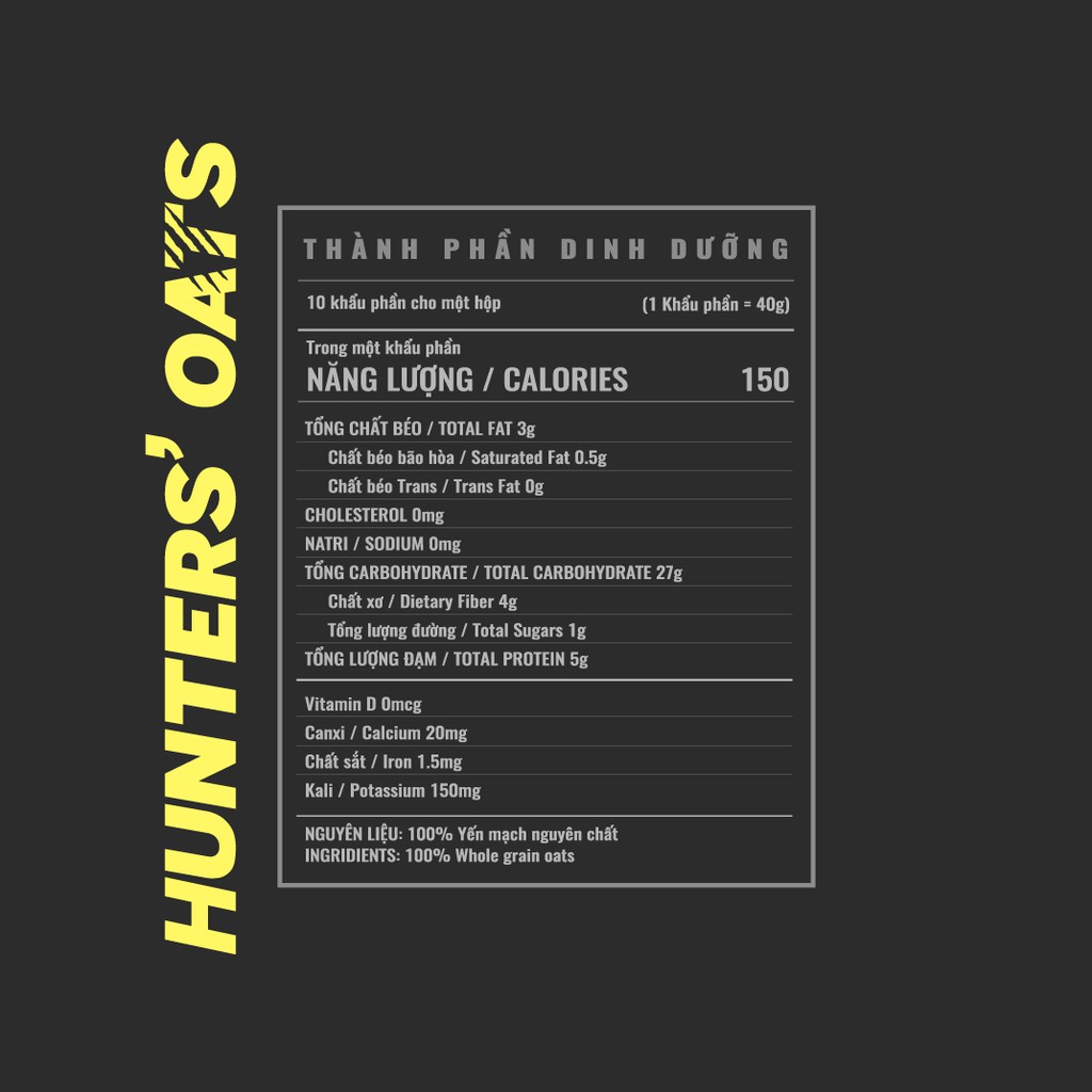 HUNTERS' OATS | Yến Mạch Cán Vỡ | Yến Mạch Nguyên Chất 100% | MUSCLE HUNTERS