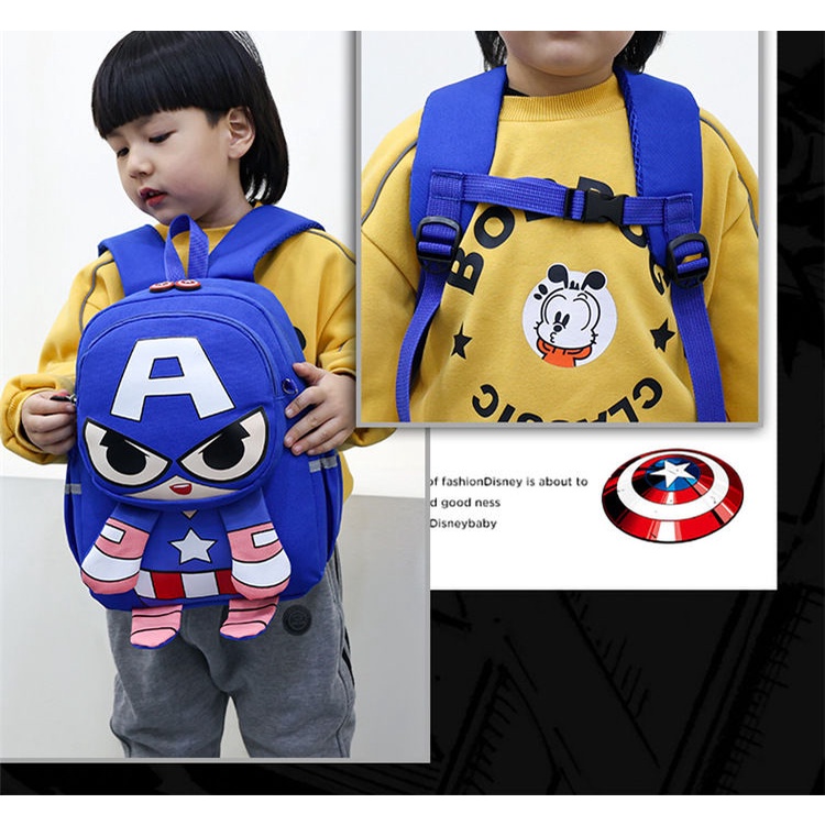Balo Đi Học Họa Tiết Hoạt Hình Spiderman iron man Thời Trang Cho Trẻ Em