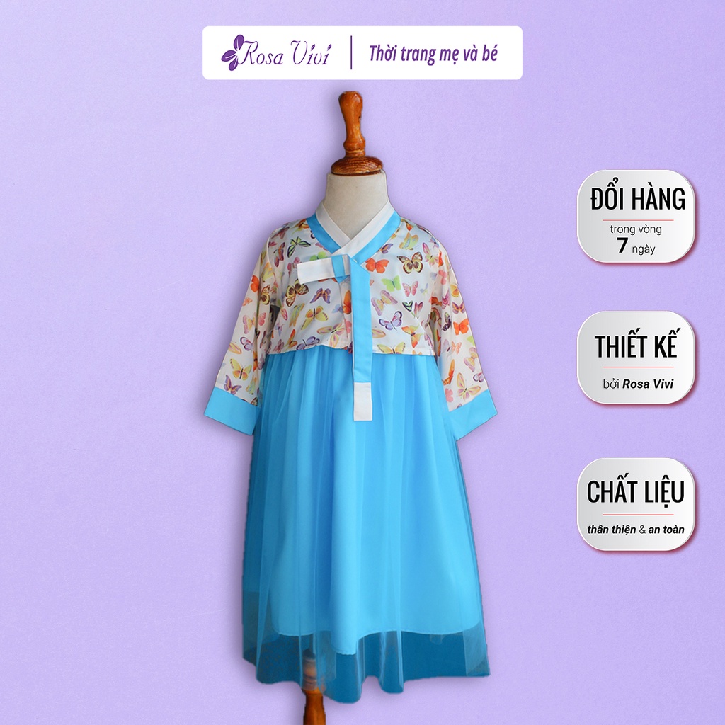 Đầm Hanbok thiết kế kèm áo khoác cho bé gái