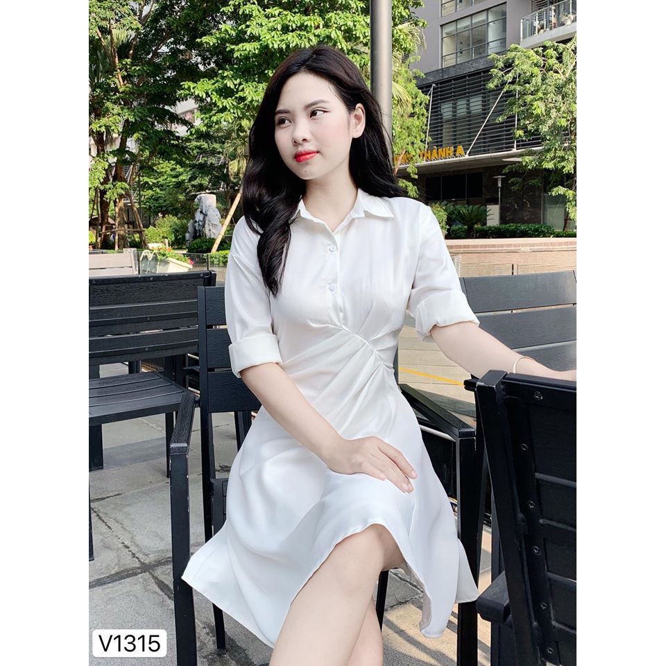 Váy sơ mi trắng nhún eo cao cấp V1315 - Tadi Fashion | BigBuy360 - bigbuy360.vn