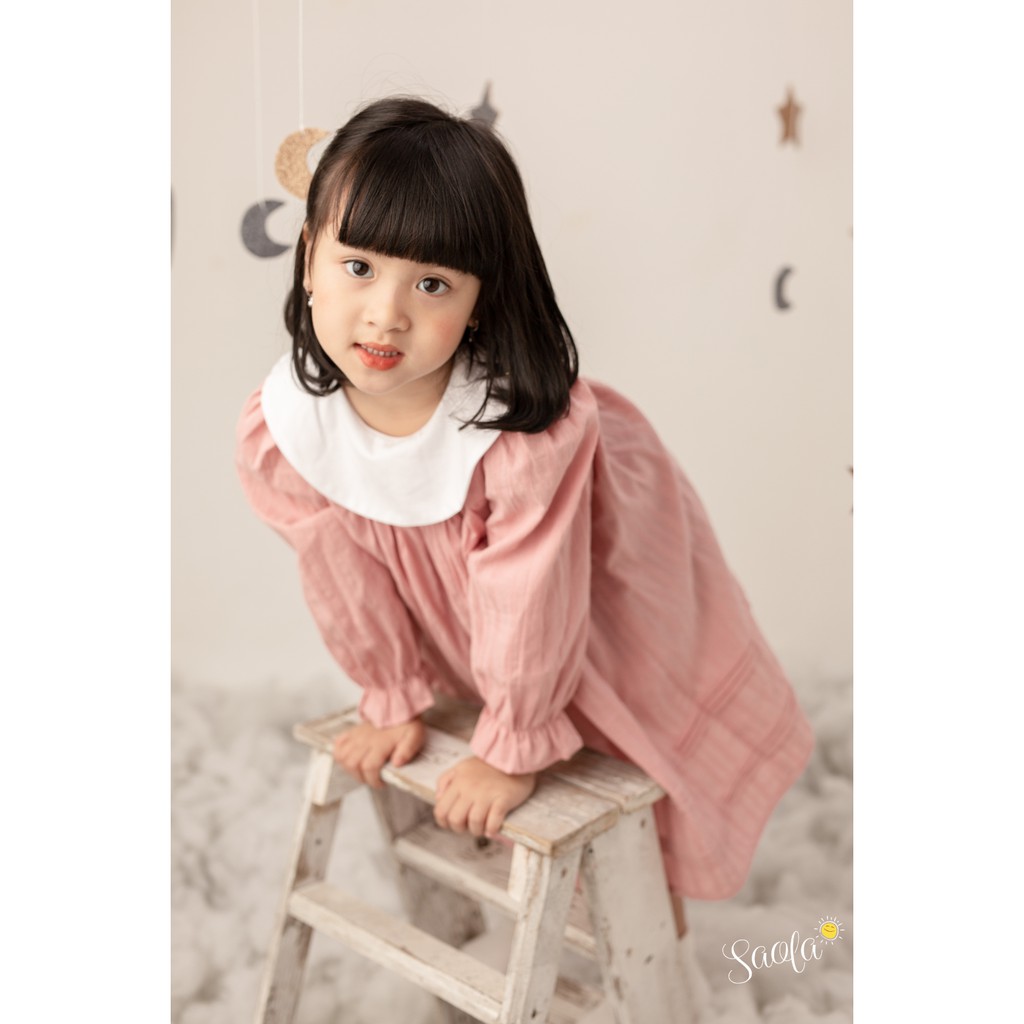 Đầm/ Váy Bé Gái Xếp Ly Chất Cotton Cao Cấp Phong Cách Tiểu Thư - DRC003 - SAOLA KIDS CLOTHING - Hồng