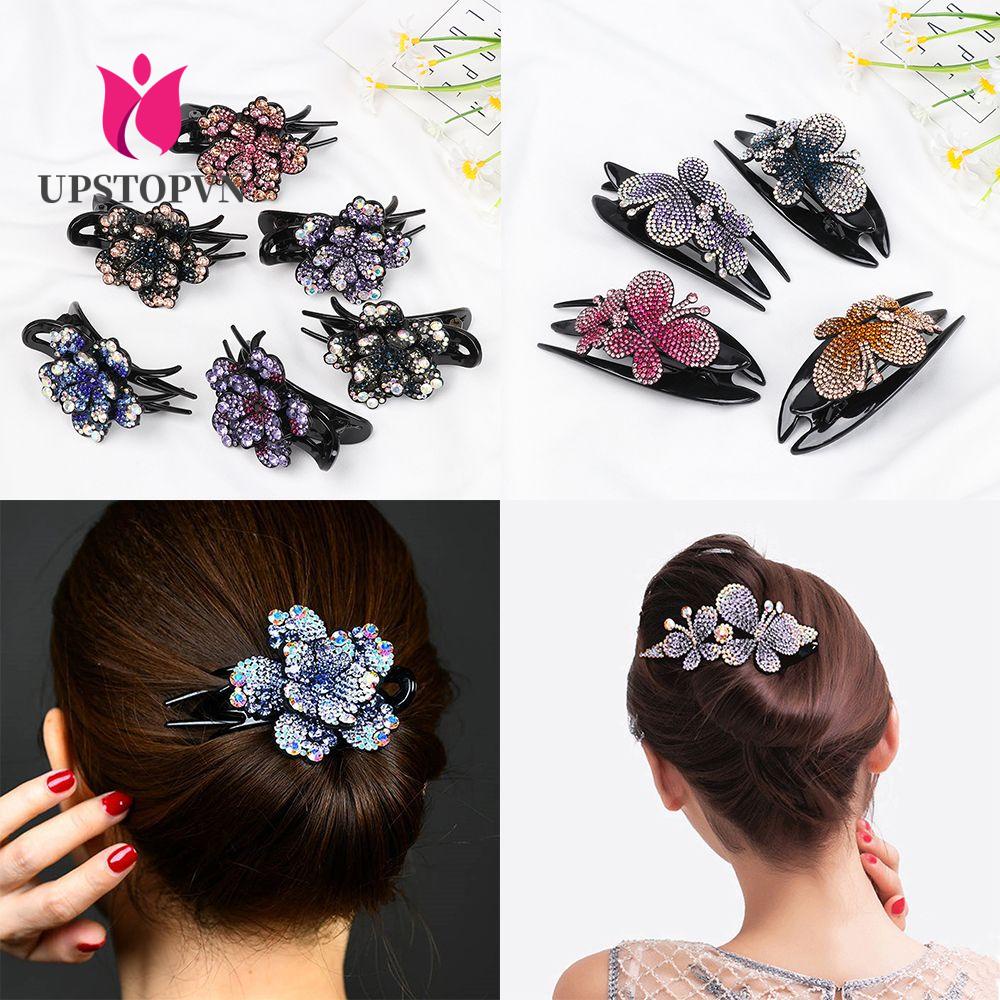 UPSTOP Kẹp tóc hình bướm &amp; hoa linh hoạt siêu bền cho nữ