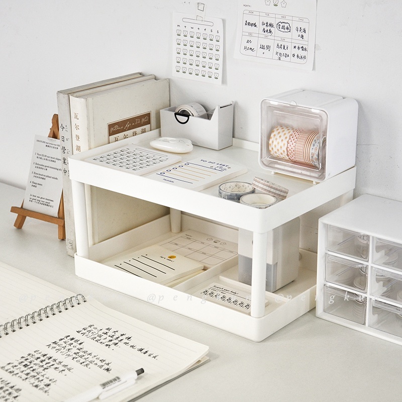 Giá Đựng Đồ Hai Tầng Đơn Giản Sắp Xếp Gọn Gàng Để Bàn Ký Túc Xá / Văn Phòng Phẩm
